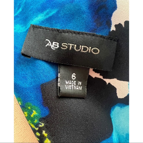 AB Studio Strapless Royal Blue and Black Floral Dress - Picture 4 of 7